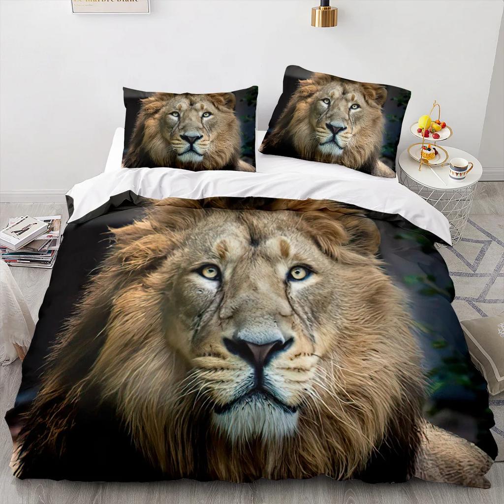 Animal Lion Bedding Set Cool Animal Bed Linen Home Decor Single Double Twin Size For Boys Girls Boys Adults Lion Duvet Cover Set