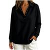 Women's Long Sleeve Pullover Sweatshirt V Neck Button Front Casual Loose Fit Top Lightweight Soft Fabric Comfortable Wear
