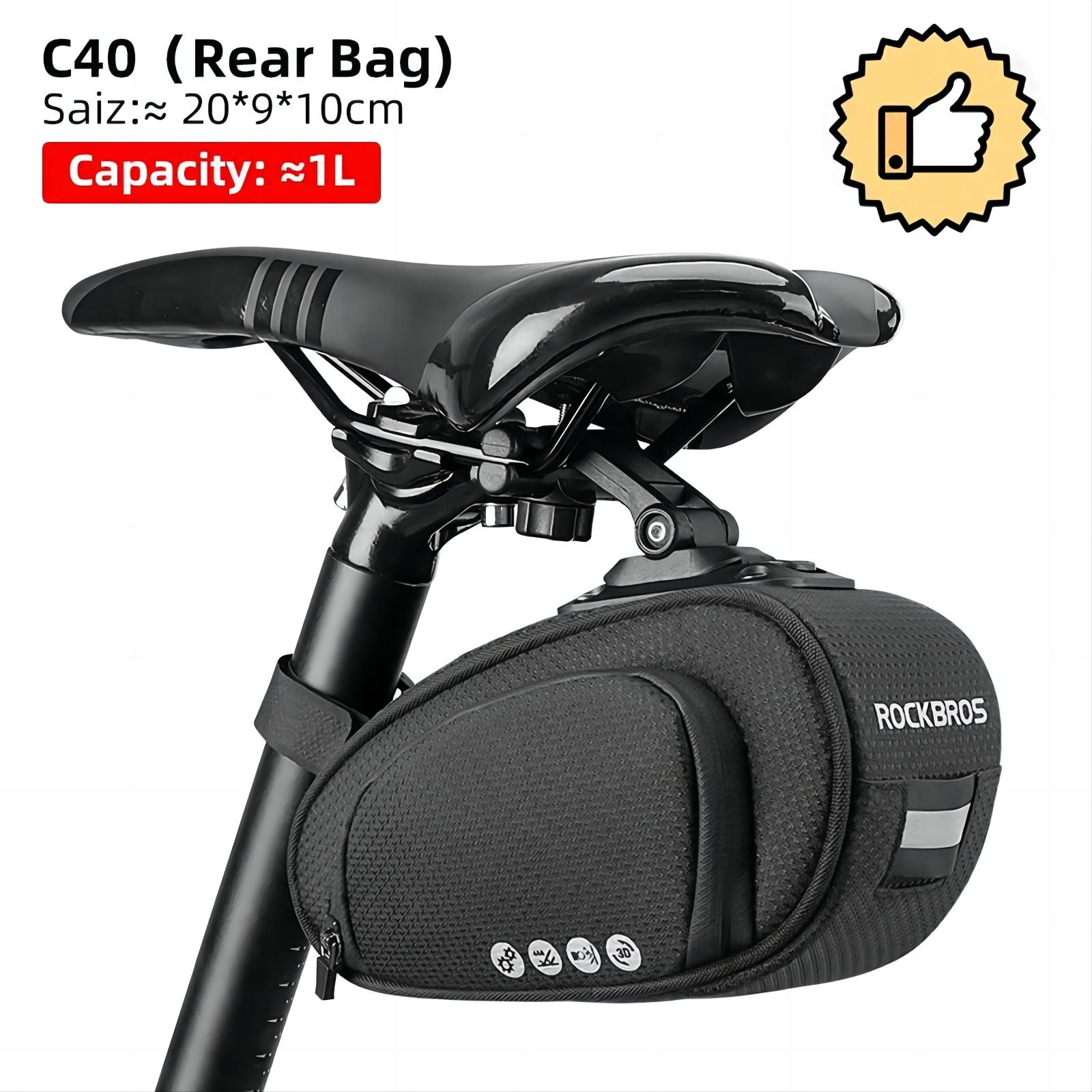 Rockbros Rainproof Bicycle Bag Shockproof Bike Saddle Bag For Refletive Rear Large Capatity Seatpost Mtb Bike Bag Accessories