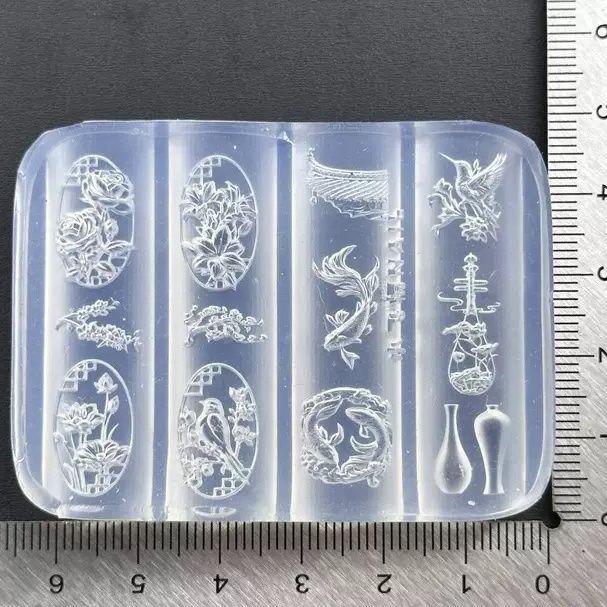 

Силиконовая форма Пион и Сорока Пипа для DIY-дизайна ногтей и решетчатого павильона Chinese Style Nail Art Mold C565