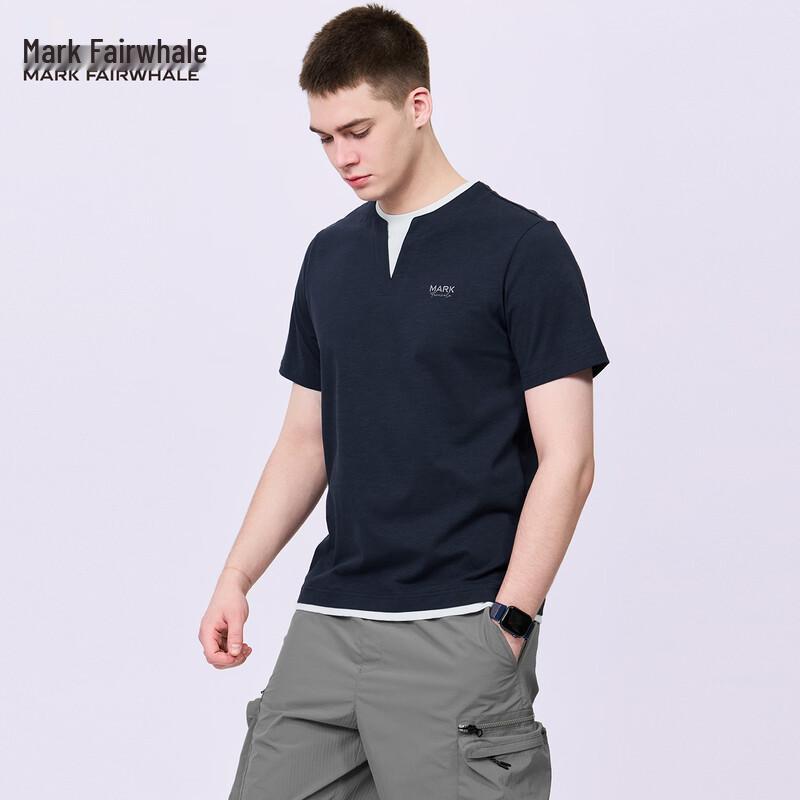 Mark Fairwhale Men's Faux Two-Piece V-Neck T-Shirt