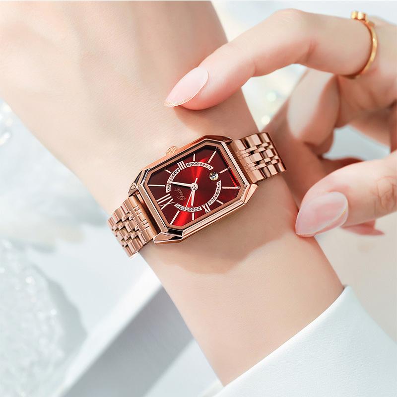Ladies Retro Steel Strap Small Dial Fashionable Small Square Watch Temperament Waterproof Quartz Watch