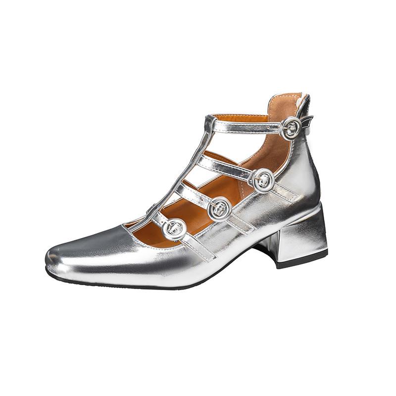 Fashion New Spring/summer PU Leather Mary Jane Dance Shoes for Women Fashion Gladiator Shoes Women Chunky Heels Square Toe Women Pumps
