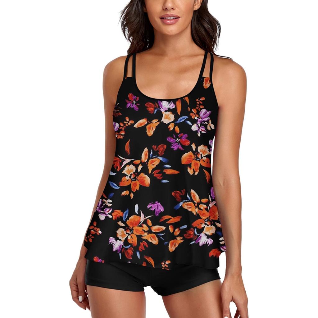 Damen Badeanzug Sexy Bedruckte Weste Shorts Badeanzug Zweiteiliges Set