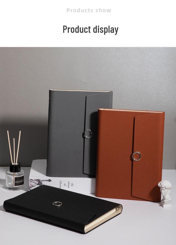 A5 Three-fold Loose-leaf Notebook with Card Slot and Receipt Holder for Office Meetings