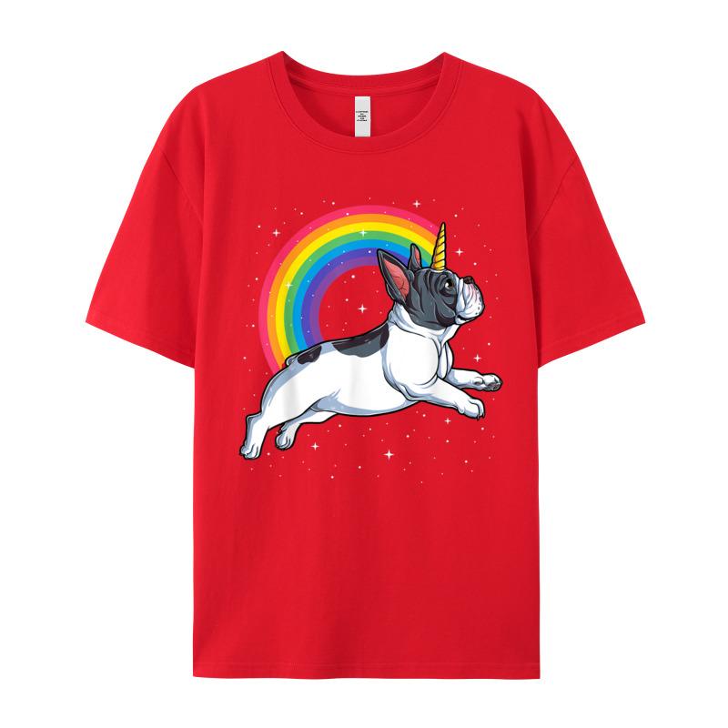 Retro Adult Tshirt French Bulldog Unicorn Shirt Girls Funny Tops Tees Christmas 100 Cotton Oneck Tshirts Short Sleeve