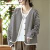 Women's Black Single-Breasted Striped Cardigan Jacket