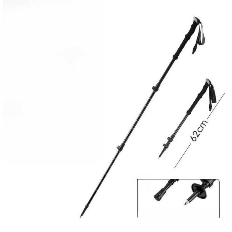 Telescopic External Lock Outdoor Portable Climbing Cane Equipment Hiking Telescopic Anti Slip чёрный