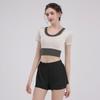 Women's Short Sleeve Yoga Set: Summer Style Workout Top with Chest Pad for Pilates, Training, and Running.