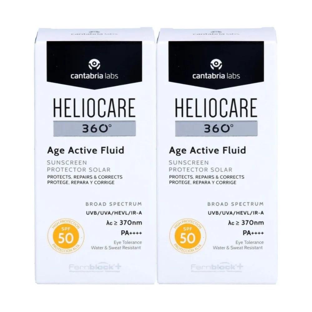 HELIOCARE 360 Age Active Fluid SPF50 50ml Anti-aging Sunscreen x 2