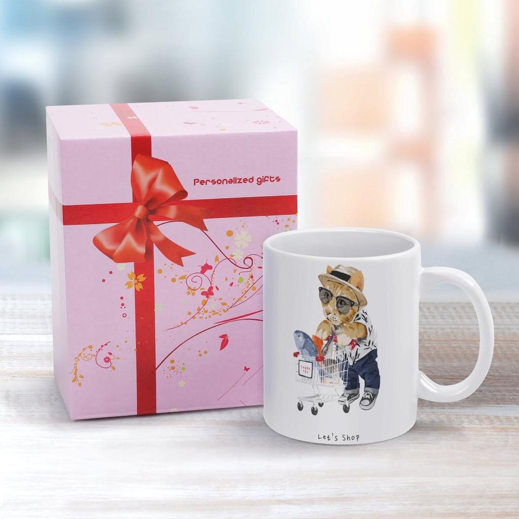 1 Förpackning 11oz Vit Keramisk Mugg Med Tydligt Dubbelsidigt Tryckt Konstverk Pålitlig Kaffekopp För Hemmakontor Presentanvändning