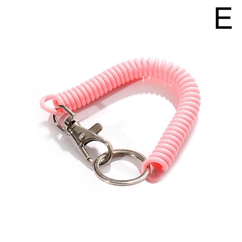 Elastischer Federseil-Schlüsselanhänger, Schlüsselanhänger, silberfarbener Metallkarabiner für Outdoor-Camping, Anti-verlorenes Telefon, Frühlings-Schlüsselanhänger