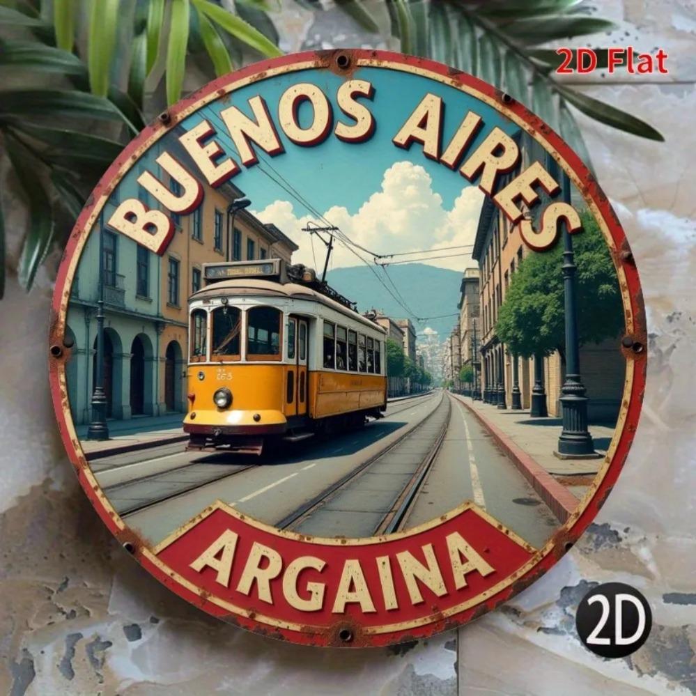 Metal Wall Art Buenos Aires City Sign Cafe Decor 40x30cm белый