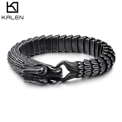 Tierkreiszeichen Drachenarmband, Drachenschuppenmuster Dominierendes Herrenarmband Retro Edelstahl Kielschmuck