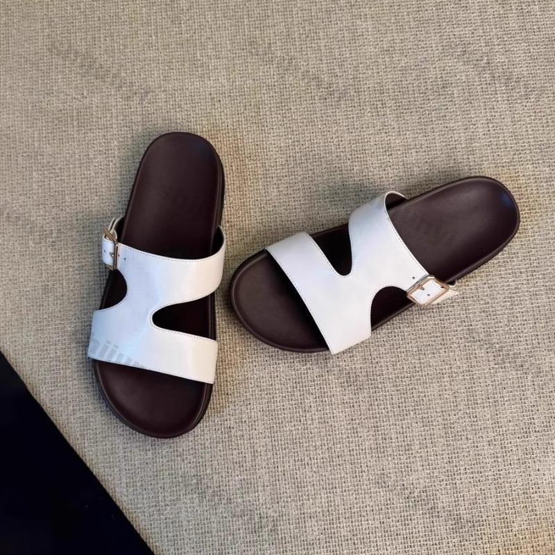 Sandali Donna 2025 Estate Bottone Quadrato Punta Tonda Estivi Ciabatte a Una Fascia Leggeri Comodi Casual Scarpe da Spiaggia