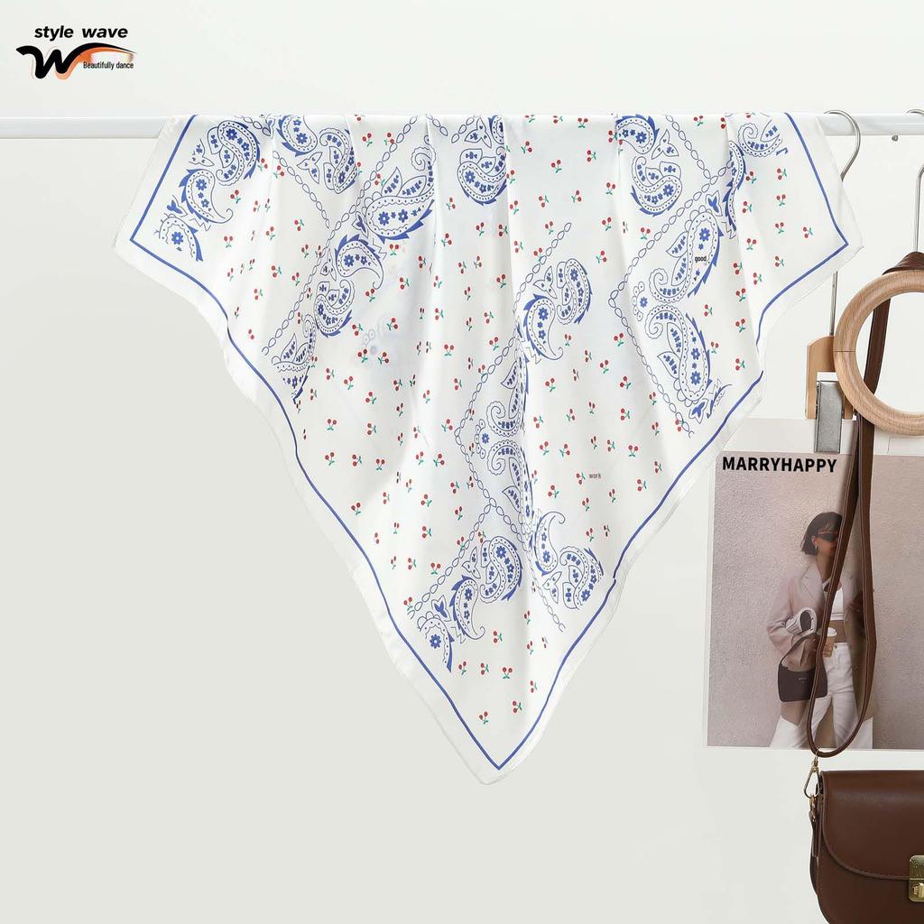 Pastoral Simple Ladies' Silk Scarf - Cute Cherry Cashew, Versatile Neck Scarf for Summer Sun Protection