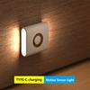 Motion Sensor Light LED Type C Rechargeable Wireless Night Light For Bedroom Staircase Hallway Indoor Lighting Closet Light