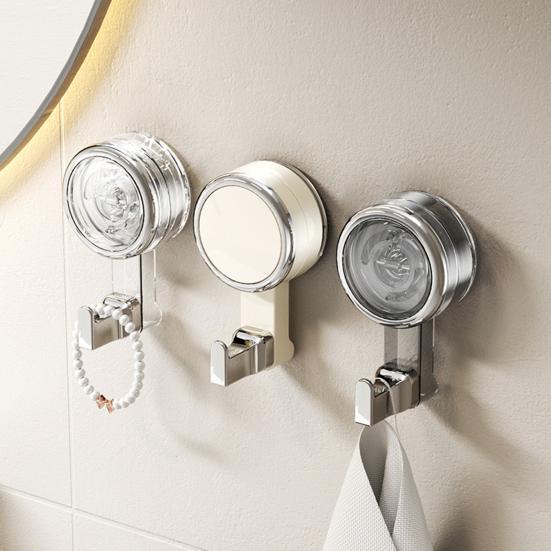 Rotating Suction Cup Hooks with Vacuum Lock Heavy-Duty Waterproof Hooks Reusable Space-Saving Organizer for Bathroom Kitchen