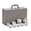 Suet Jade White Porcelain Kung Fu Tea Set Thousand Miles Jiangshan Cover Bowl Ceramic Set Gift Box Home Business Souvenir Gift