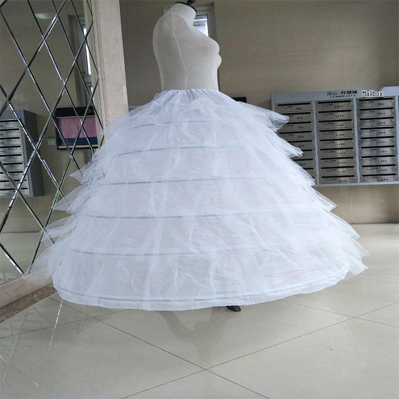 Super Puffy Bridal Evening Gown Petticoat with Adjustable Six-Bone Crinoline and 6 Mesh Hoop Skirt
