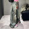 RogueWave Y2K Rosa Baggy Jeans Vintage Trykkmønster Vasket Ripped Jeans Hip Hop Streetwear Harajuku Menn Kvinner Casual Vide Ben Jeans
