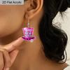 2D Flat Happy New Year Bowler Hat Dangle Earrings, Lightweight Acrylic Material, Ideal for Party Gifts, Jewelry, and New Year Gifts.