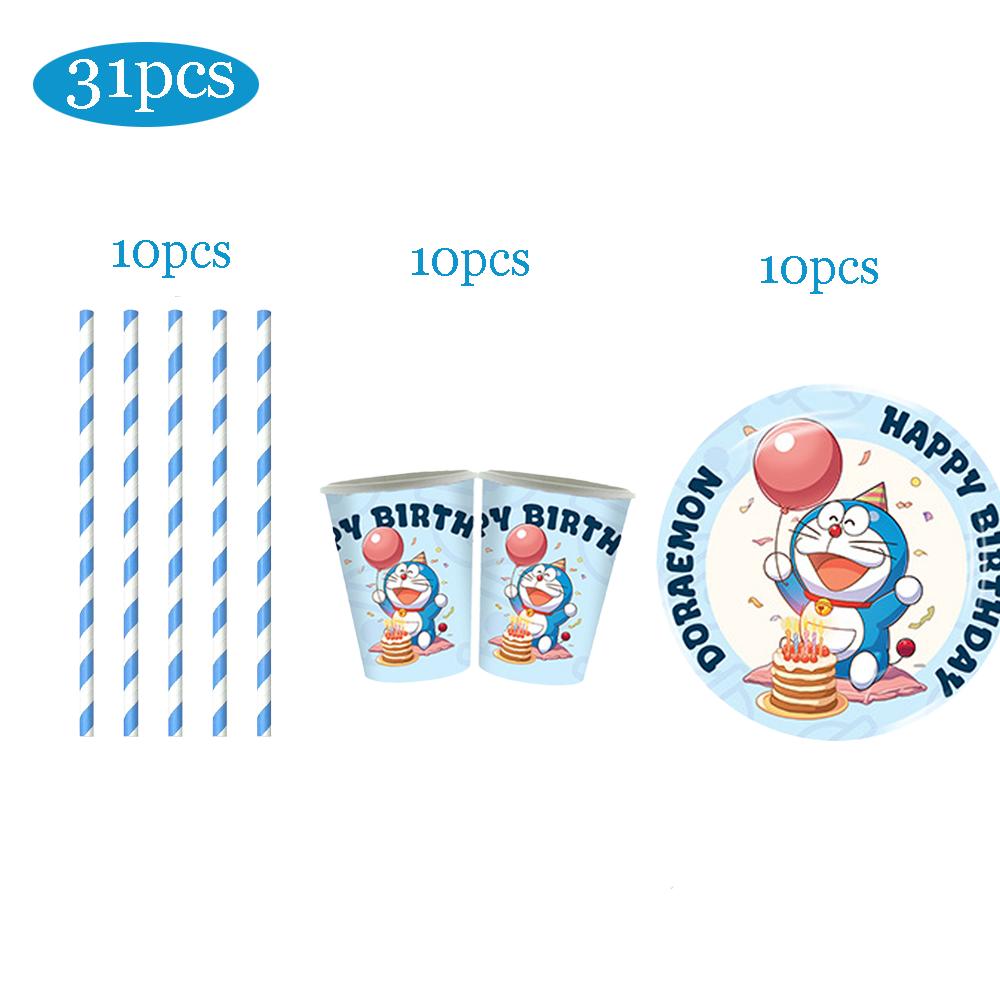 Cartoon Doraemoned Birthday Party Decor GameCartoon Dor Disposable Tableware Cake Topper Kids Boy Party Supplies Baby Shower Toy