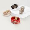 Boheemse Multilayer PU Lederen Bangle Handgemaakte Gevlochten Armband Gouden Grote Liefde