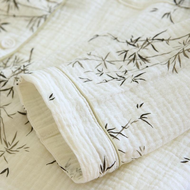 Couple's Pure Cotton Pajamas Set: Men's Long Sleeve & Pants, Women's Lapel Home Wear (Spring/Summer).