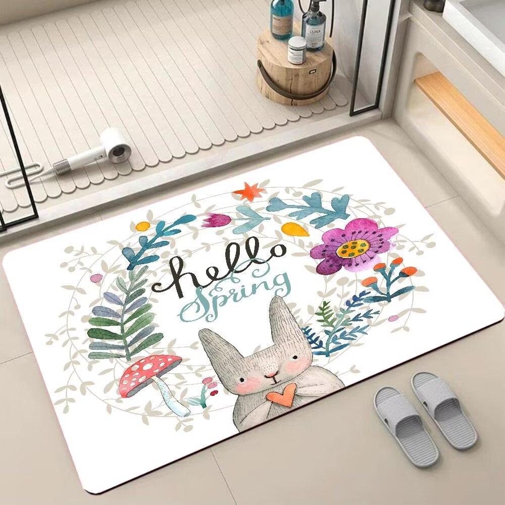 

Диатомовая грязь нескользящий коврик для пола с рисунком свежих цветов быстросохнущий кухонный ванная комната ванная комната водопоглощение легкий в уходе 40X60cm 15.7X23.6in