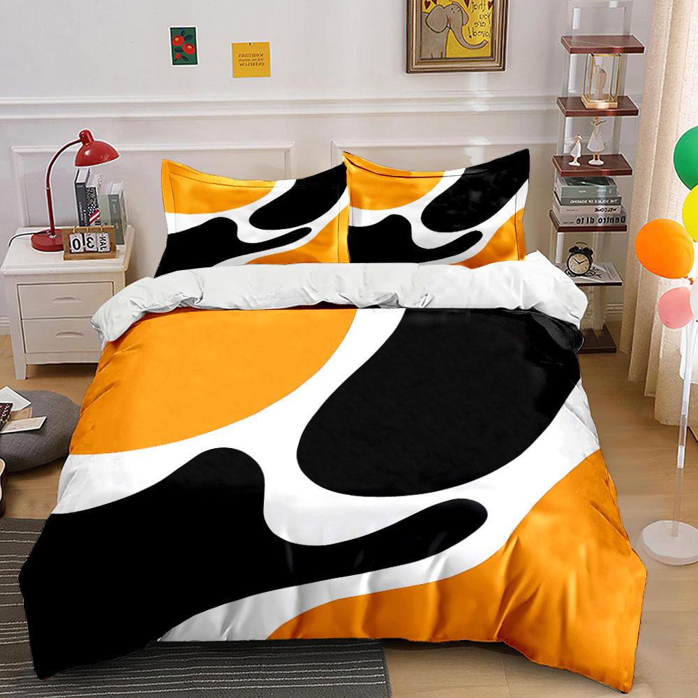 Orange and Black Abstract Bedding Bedding Duvet Cover Set Duvet Cover Pillowcases (1 * Duvet Cover 2 * Pillowcases, Without Duvet Insert)