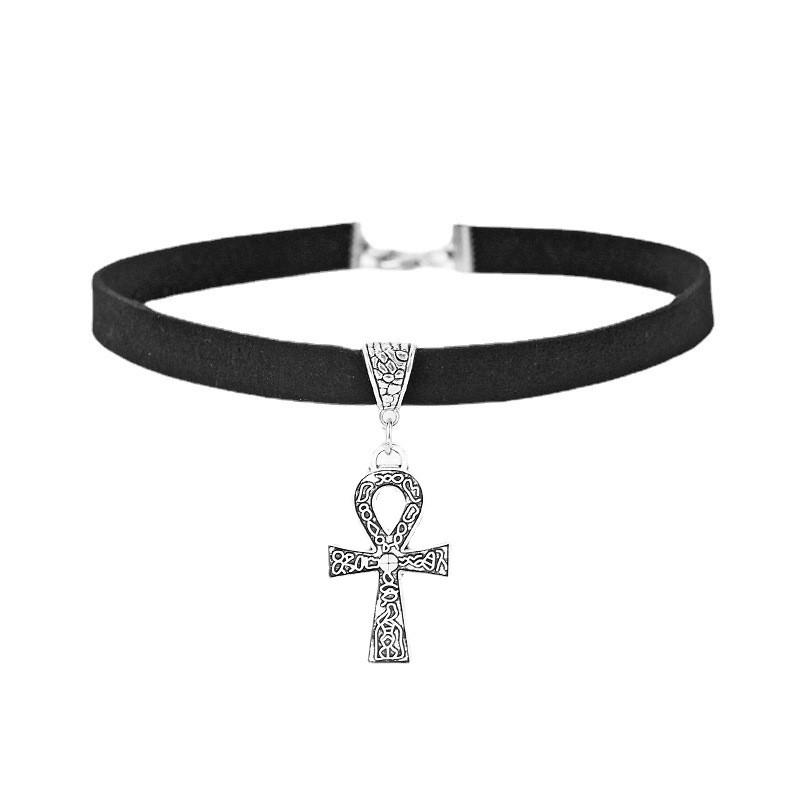 Ancient Egyptian Ankh Cross Pendant Necklace Unisex Geometric Alloy Jewelry For Fashion