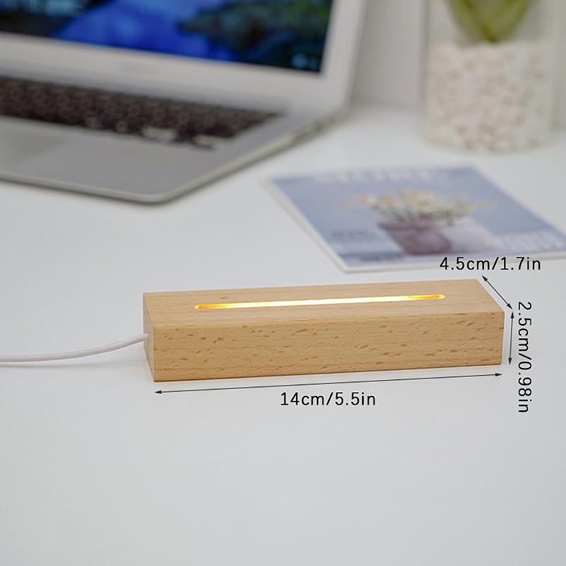 DIY Massivt Tre Lysende Lampeholder 3D Akryl LED Massivt Tre Nattlys Base Romdekorasjon Stuedekorasjon