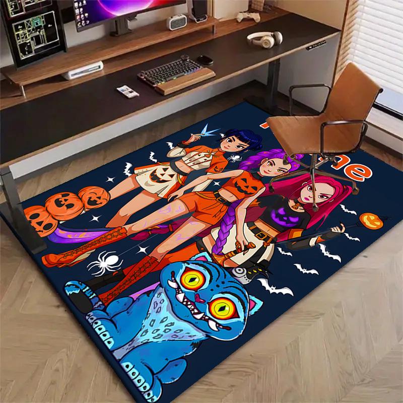 Custom KPop Demon Hunters Mat Personalized Name, Polyester Washable Indoor Entryway Rug, Gift for Christmas, Easter, Thanksgiving Day