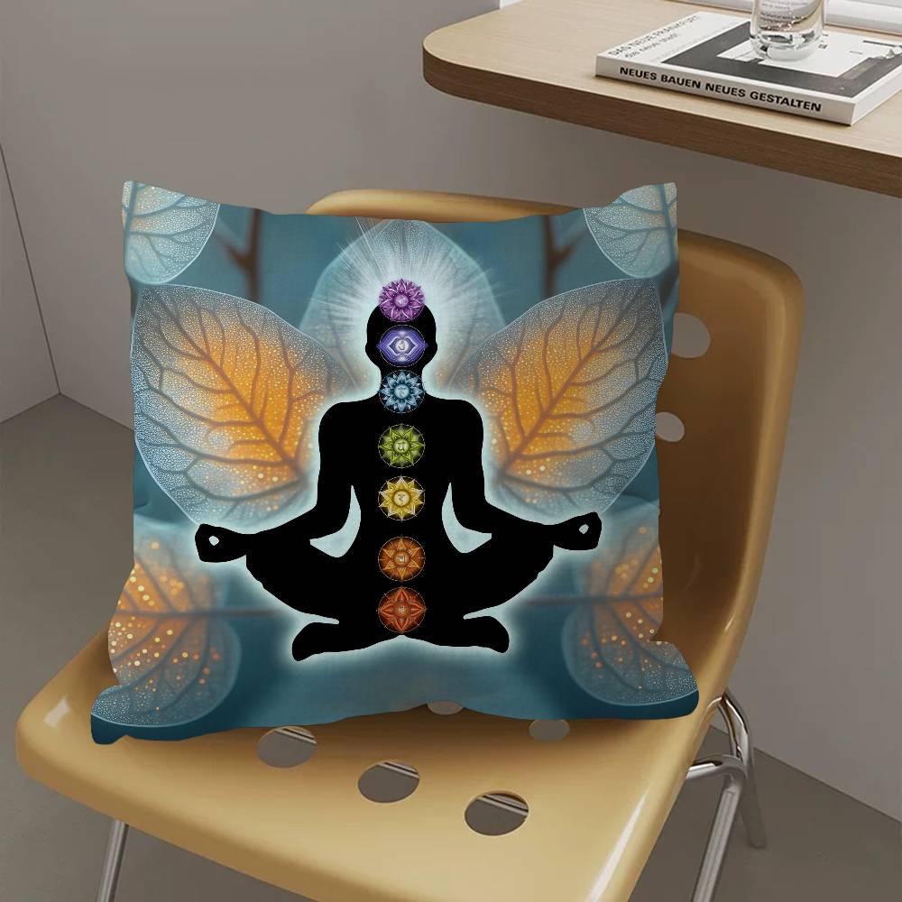 Meditation Seven Chakra Pillow Gift Home Office Decoration Bedroom Sofa Car Cushion Cover Case 45X45