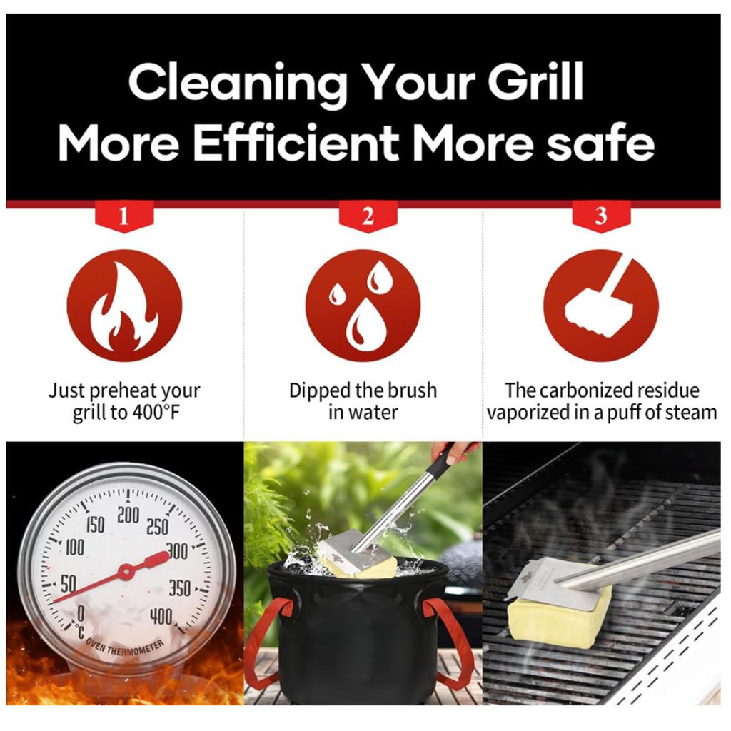 Grill Brush Labor Saving Replaceable Cleaning Top Barbecue Grill Cleaning Brush for Flat Top Griddle