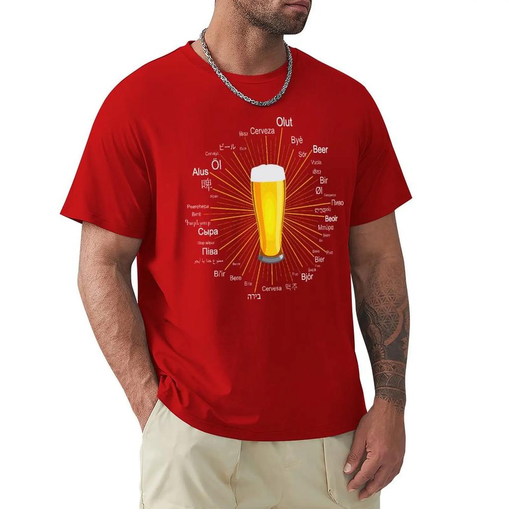 Wort Bier In 45 Verschiedenen Sprachen Unterschiedlicher Stil T-Shirt Harajuku Kurzarm T-Shirt 100% Baumwolle Grafik T-Shirt Oberteile