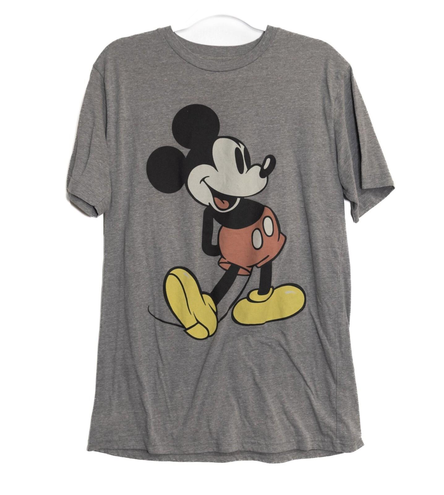 Vintage Gray Mickey Mouse Graphic T-Shirt Size L Crewneck Short Sleeve Disney XXXXL