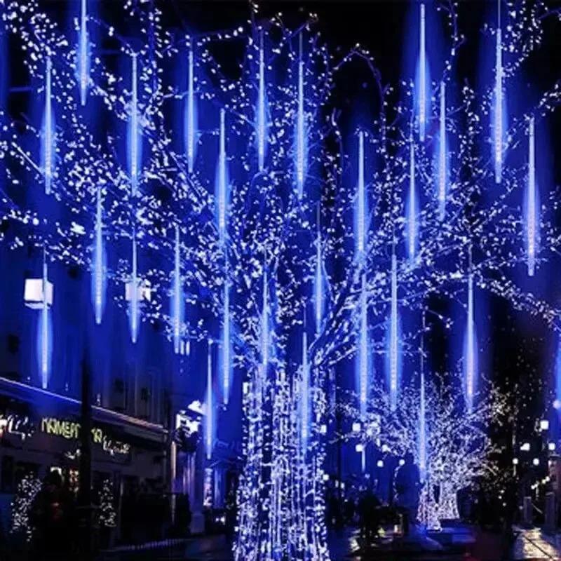 30/50cm 8Tubes Meteor Shower Rain Led Fairy String Lights Street Garlands Christmas Tree Decorations for Outdoor New Year Decor