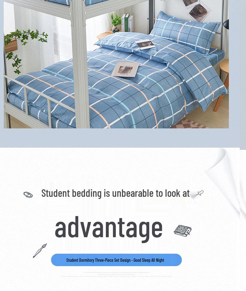 2026 Plush Student Dorm Single Bunk Bed 3-Piece Set - Cozy, Soft, Skin-Friendly