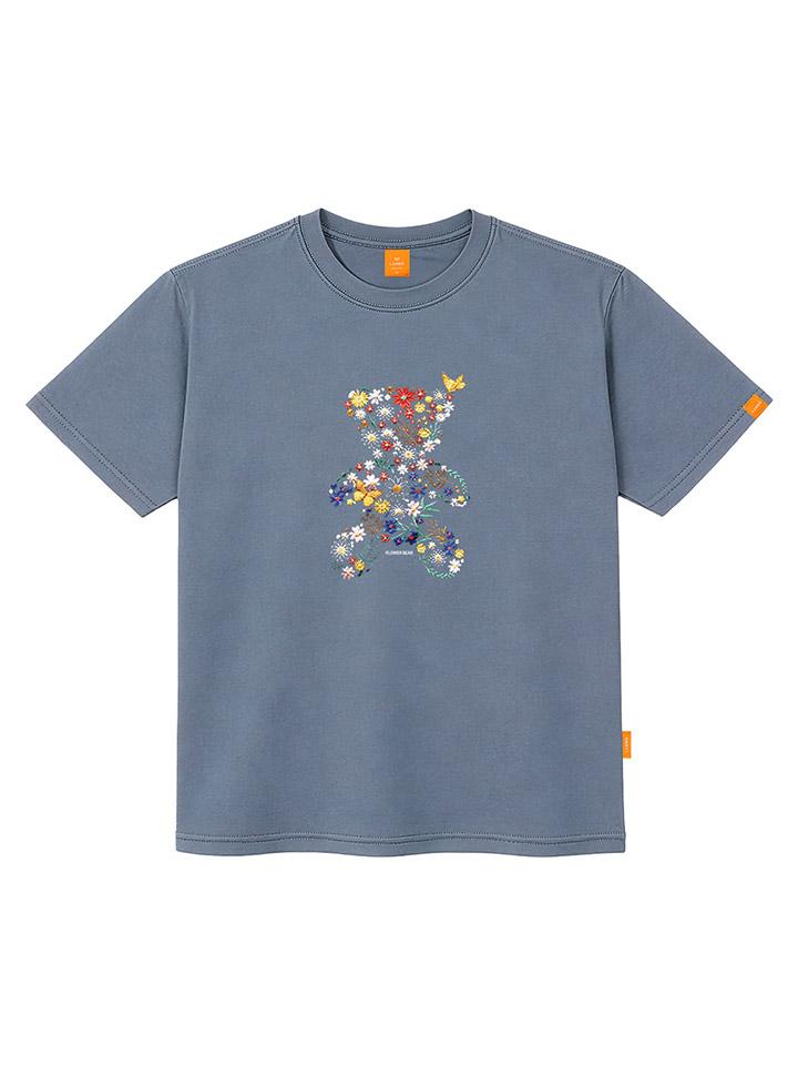 Ellamo Flower Bear Short Sleeve T-Shirt Unisex Plus Size S~4Xl (B Type)