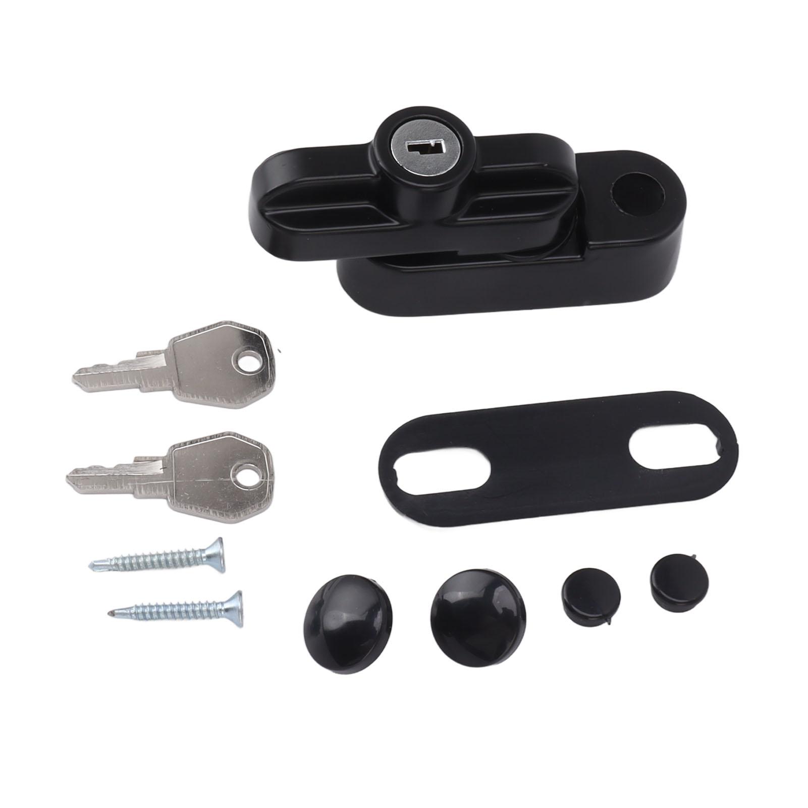 External Window Lock Catch Aluminum Alloy Anti Theft Flat Window Buckle Lock for Single Double Windows Black