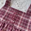 Girls' Retro Plaid Camisole Three-Piece Set - Spring/Autumn AQB027