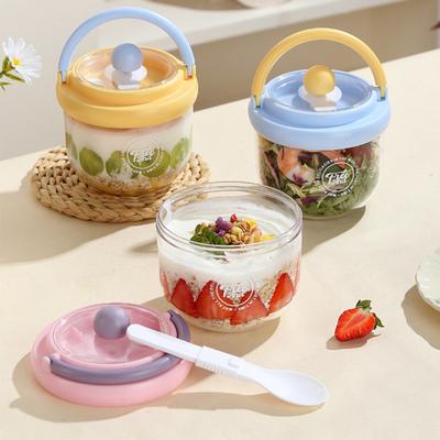 Portable Salad Bowl with Built-In Fork & Lid 600ml Double-Layer Plastic