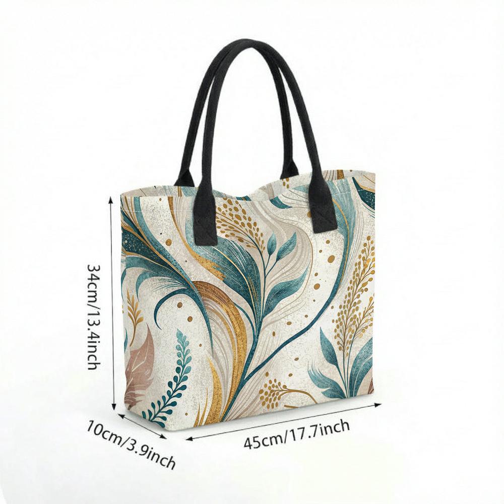 Boho Floral Printed Canvas Tote Bag Large Casual Daily Shoulder Handbag for Women