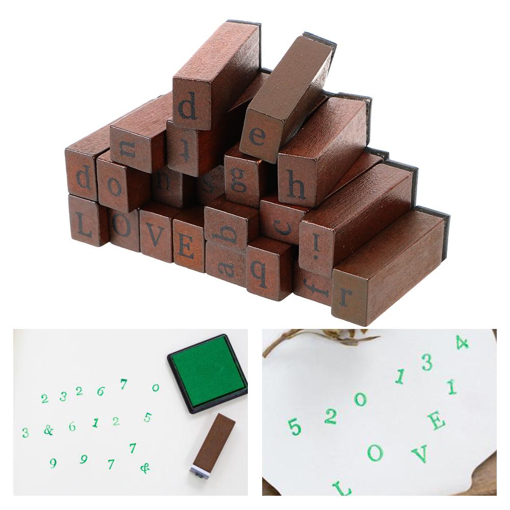 Number Alphabet Stamp 70pcs DIY Handmade Diary Ablum Wedding Letter Stamp Kids Number Seal Diary Decor Self Inking Wooden Box Seal