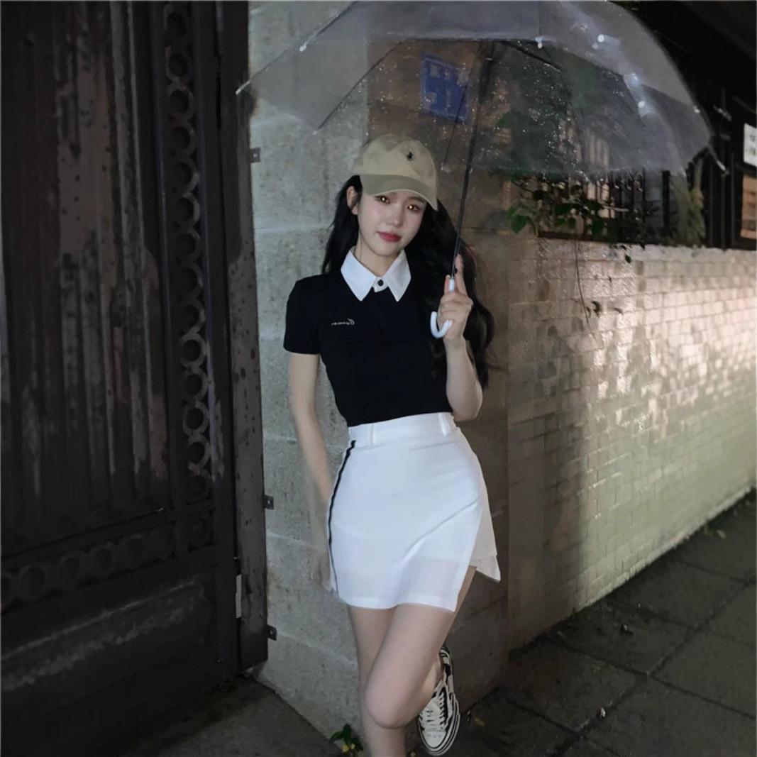 

2025 Women s Sporty & Chic Polo Collar Tennis Top L [90-105 lbs]