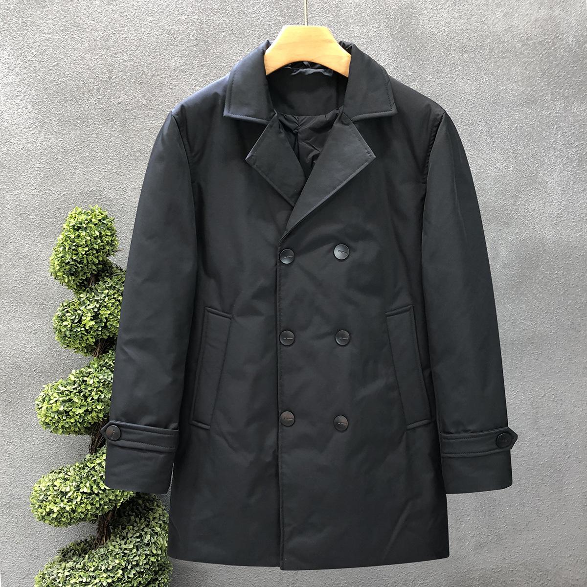 

Men s Windbreaker Double-breasted German Warm Men s Top Mid-length Down Jacket New Lapel Winter Jacket M