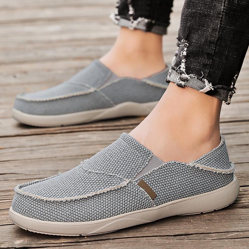 Men's Casual Lightweight Breathable Slip-On Canvas Loafers with Elastic Band