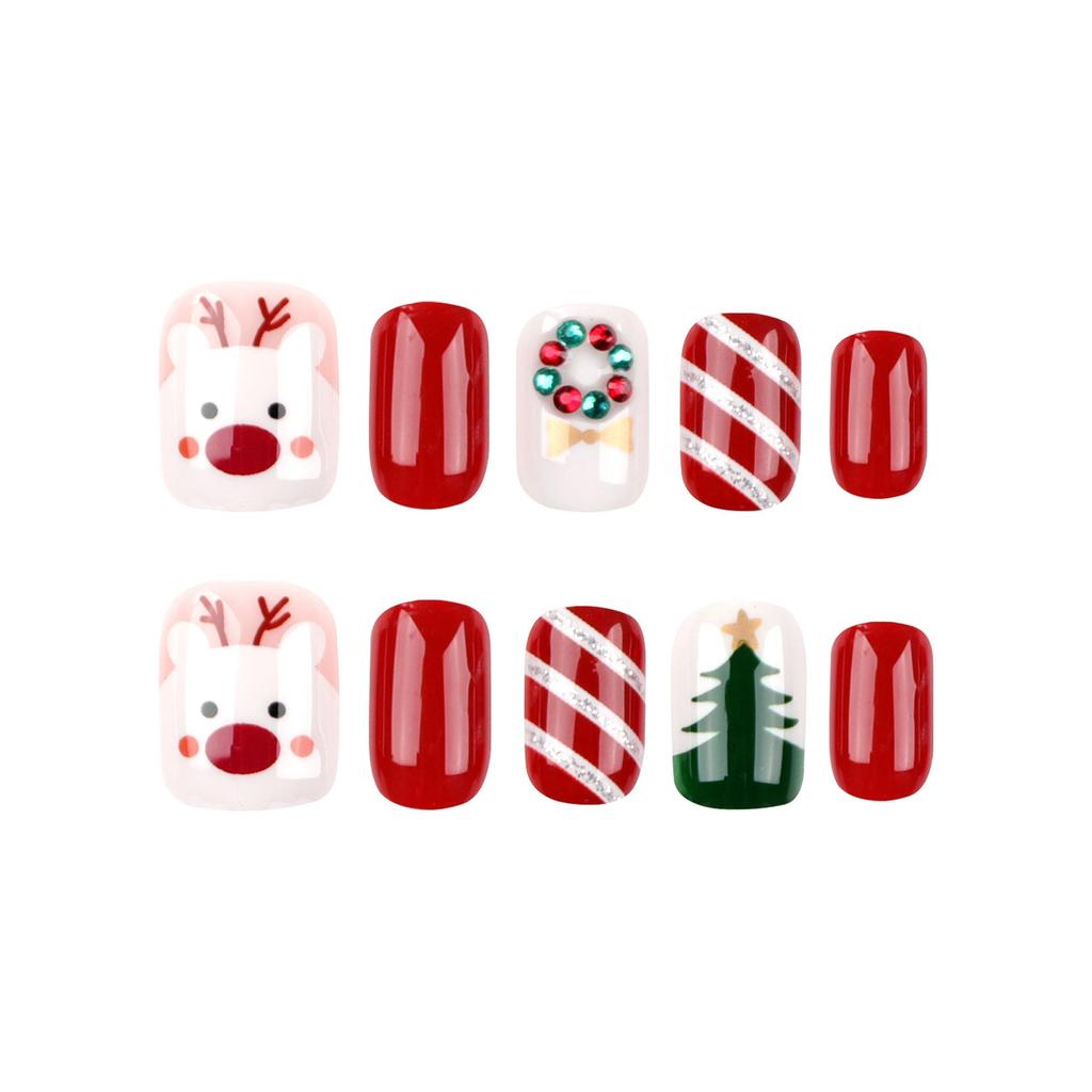 Trendy Christmas Wearable Nail Art: False Nail Tips & Stickers